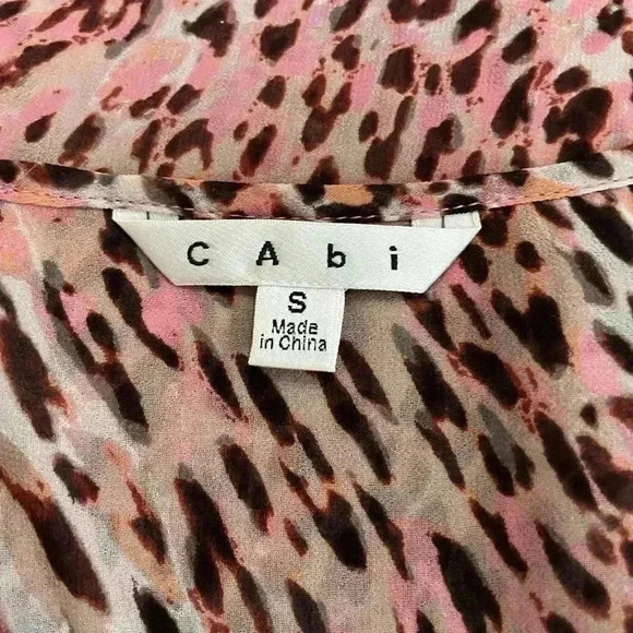 CAbi Beguile Animal Print Sleeveless sheer Button Tunic S - Picture 5 of 5